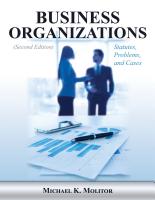 BUSINESS ORGANIZATIONS: STATUTES, PROBLEMS, AND CASES, Second Edition